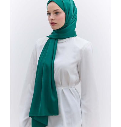 Modefa Shawl Dark Green Satin Elegance Shawl Hijab - Dark Green
