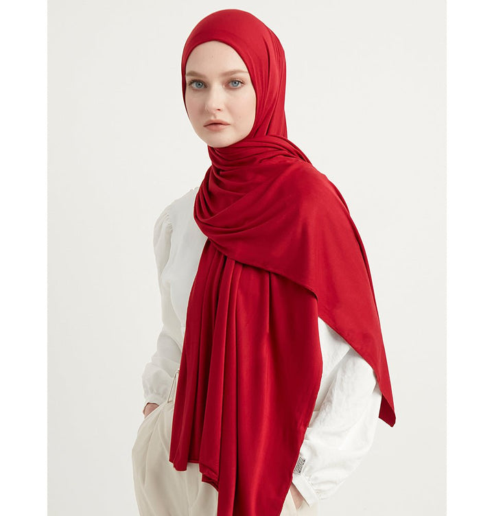 Modefa Premium Jersey Hijab Shawl Dark Red