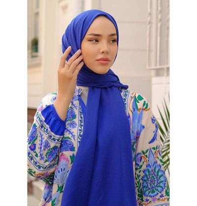 Modefa Shawl Deep Water Blue Premium Soft Cotton Blend Hijab Shawl - Deep Water Blue