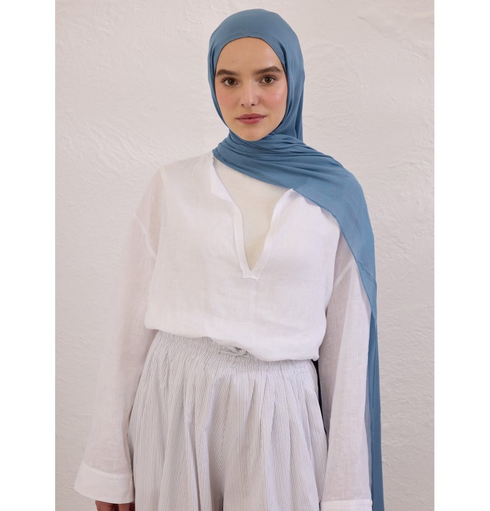 Modefa Shawl Denim Blue Everyday Basic Soft Viscose Shawl Hijab - Denim Blue