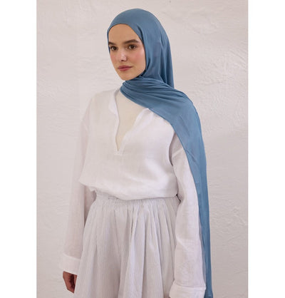 Modefa Shawl Denim Blue Everyday Basic Soft Viscose Shawl Hijab - Denim Blue