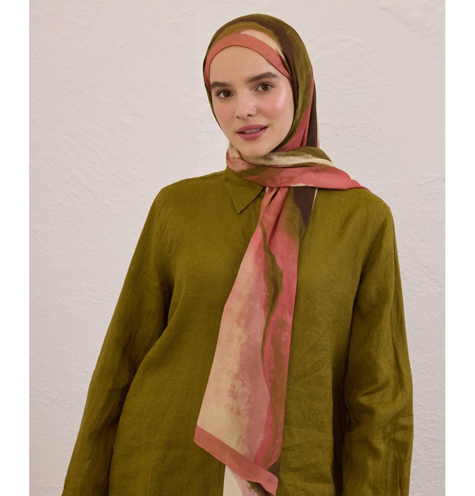 Modefa Shawl Dried Rose Rami Lightweight Hijab Shawl Color Waves - Dried Rose
