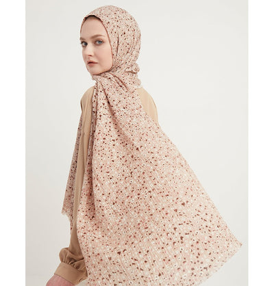 Modefa Shawl Dusty Rose Ditsy Floral Crepe Crinkle Hijab Shawl - Dusty Rose