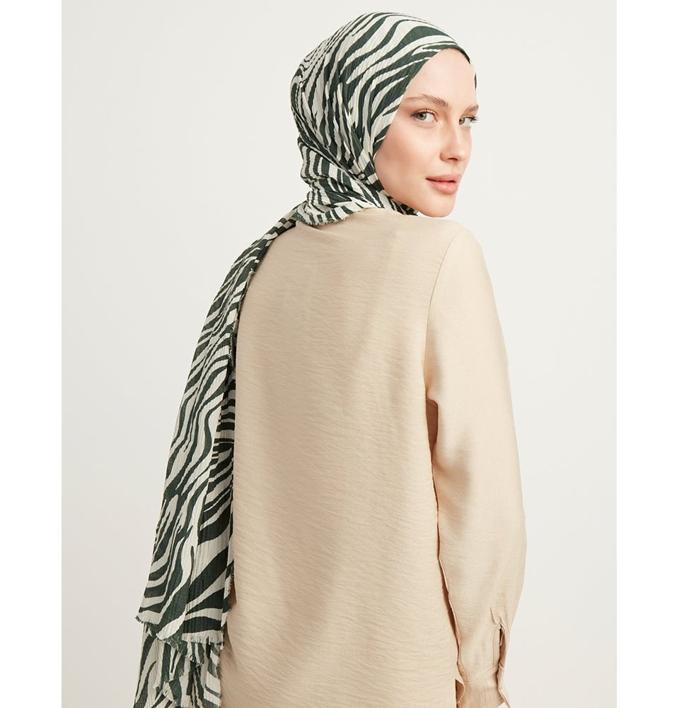 Modefa Shawl Emerald Zebra Crinkle Hijab Shawl - Emerald