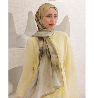 Modefa Shawl Golden Beige Dreamy Color Cotton Blend Patterned Shawl Hijab - Golden Beige