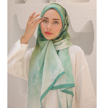 Modefa Shawl Green Dreamy Color Cotton Blend Patterned Shawl Hijab - Green