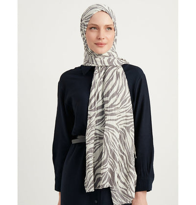 Modefa Shawl Grey Zebra Crinkle Hijab Shawl - Grey