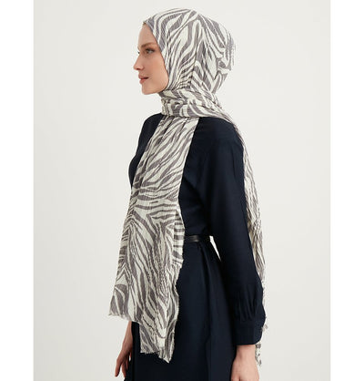 Modefa Shawl Grey Zebra Crinkle Hijab Shawl - Grey
