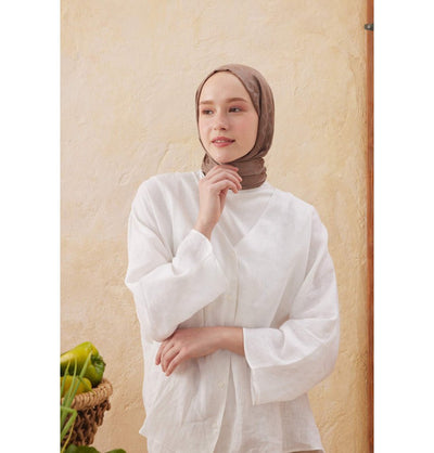 Modefa Shawl Ground Coffee Diamond Jacquard Satin Hijab Shawl - Coffee