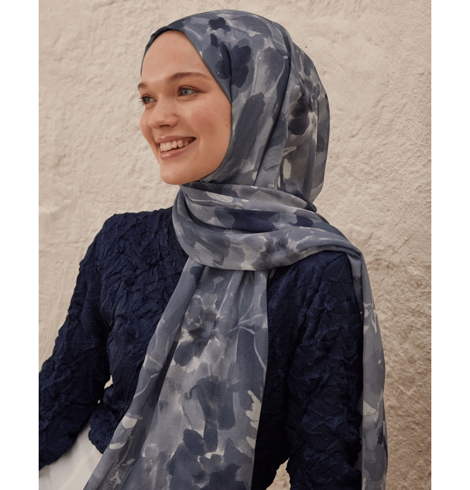 Modefa Shawl Indigo Rami Lightweight Hijab Shawl Lizzy - Indigo