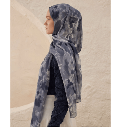 Modefa Shawl Indigo Rami Lightweight Hijab Shawl Lizzy - Indigo