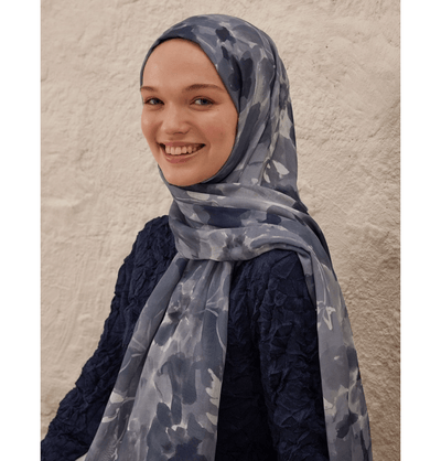 Modefa Shawl Indigo Rami Lightweight Hijab Shawl Lizzy - Indigo