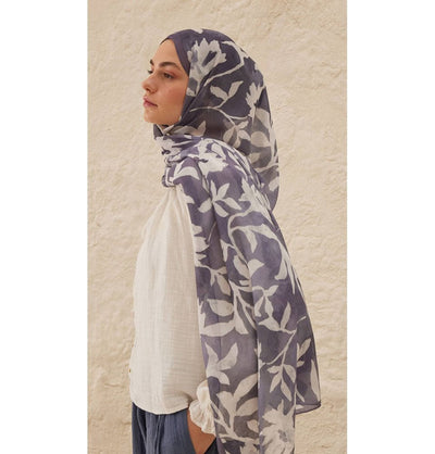 Modefa Shawl Indigo Rami Lightweight Hijab Shawl Petunia - Indigo