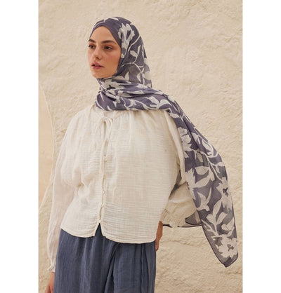 Modefa Shawl Indigo Rami Lightweight Hijab Shawl Petunia - Indigo