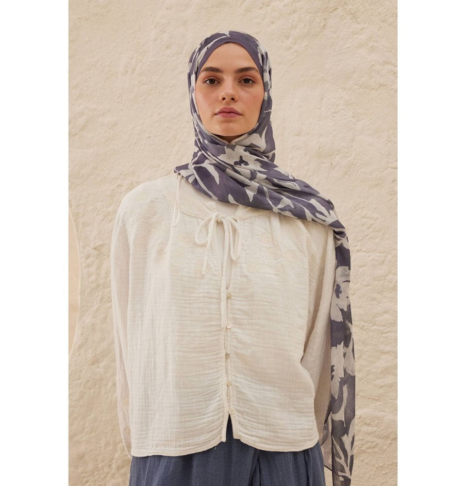 Modefa Shawl Indigo Rami Lightweight Hijab Shawl Petunia - Indigo