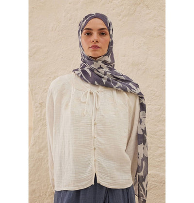 Modefa Shawl Indigo Rami Lightweight Hijab Shawl Petunia - Indigo