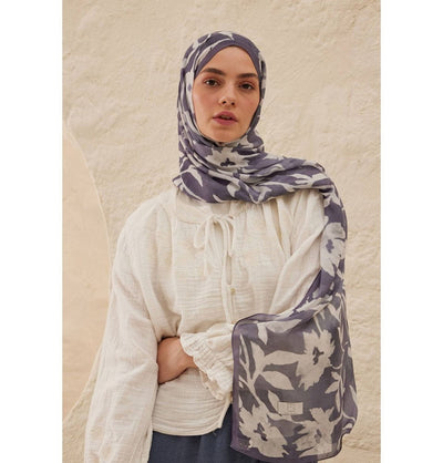 Modefa Shawl Indigo Rami Lightweight Hijab Shawl Petunia - Indigo