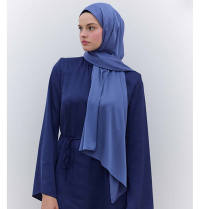 Modefa Shawl Indigo Satin Elegance Shawl Hijab - Indigo