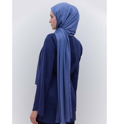 Modefa Shawl Indigo Satin Elegance Shawl Hijab - Indigo