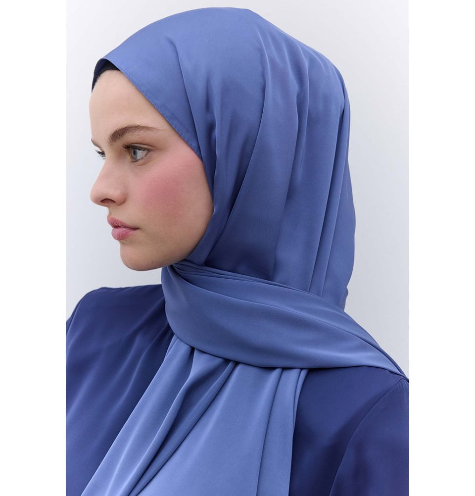 Modefa Shawl Indigo Satin Elegance Shawl Hijab - Indigo