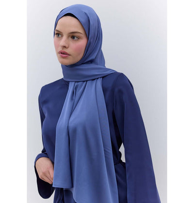 Modefa Shawl Indigo Satin Elegance Shawl Hijab - Indigo