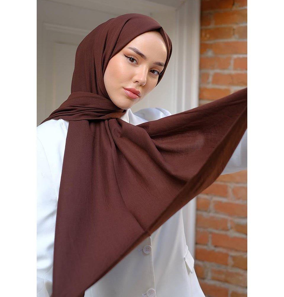 Modefa Shawl Java Chip Brown Premium Soft Cotton Blend Hijab Shawl - Java Chip Brown