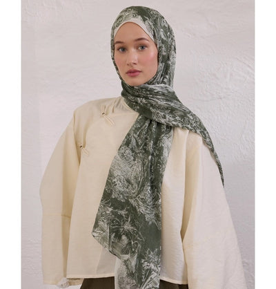 Modefa Shawl Khaki Rami Lightweight Hijab Shawl Secret Elegance - Khaki