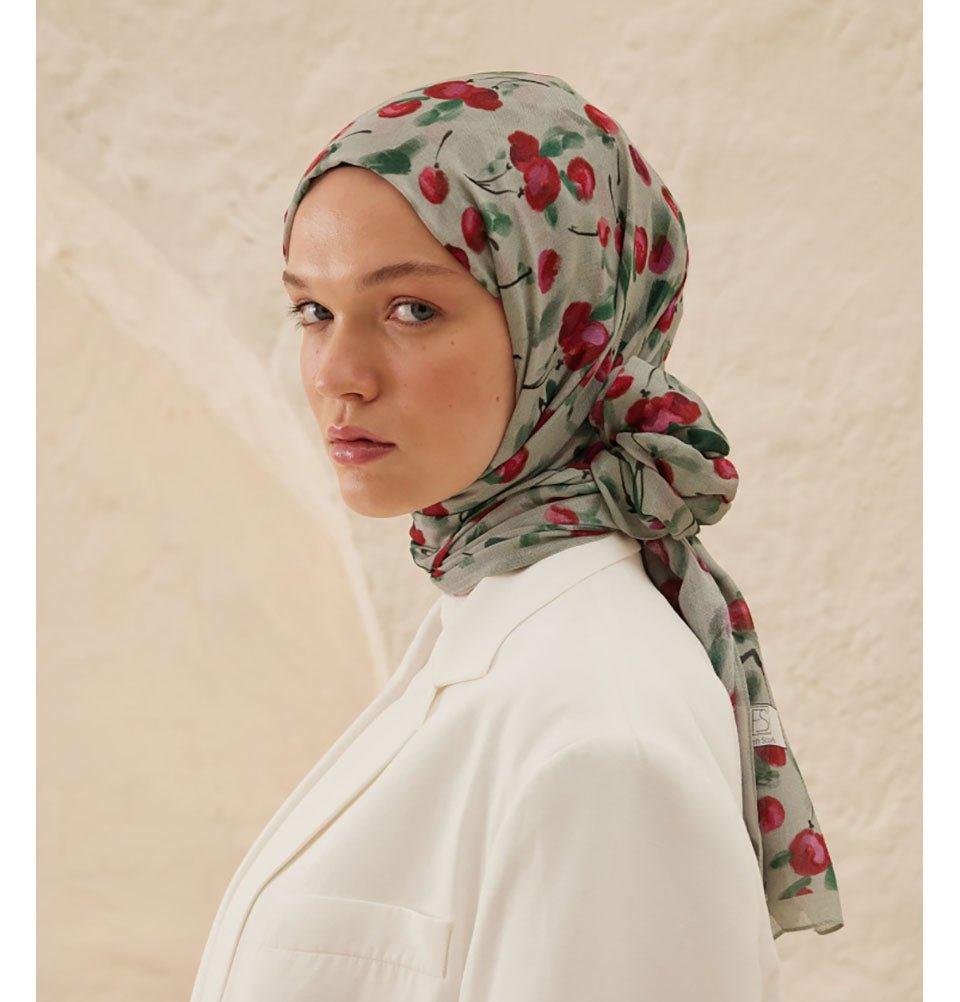 Modefa Shawl Light Green Rami Lightweight Hijab Shawl Cherry - Light Green