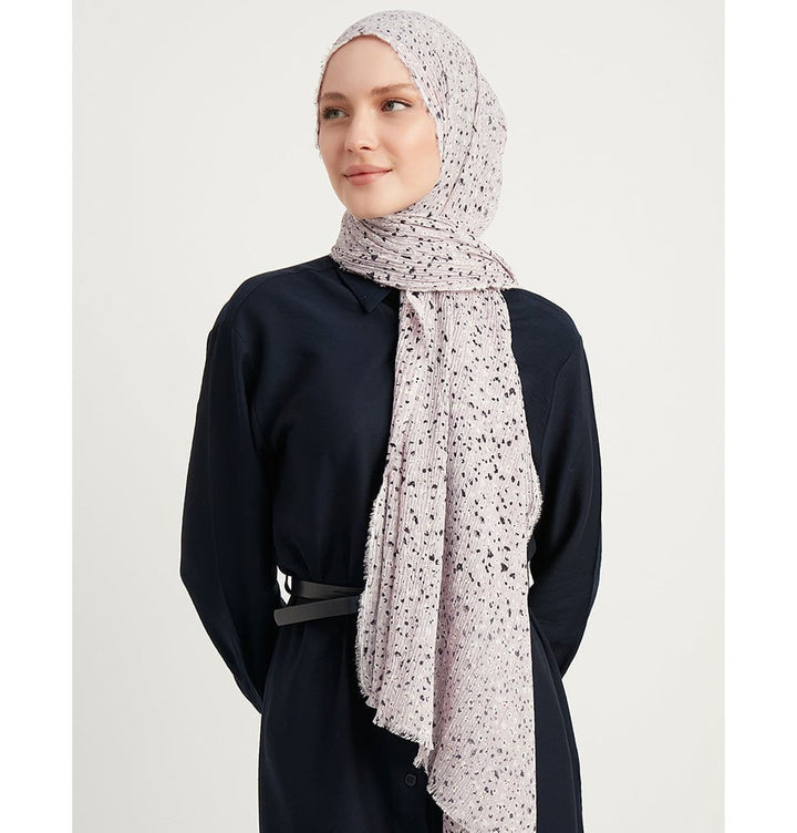 Ditsy Floral Crinkle Cotton Hijab Shawl Lilac - Main Image