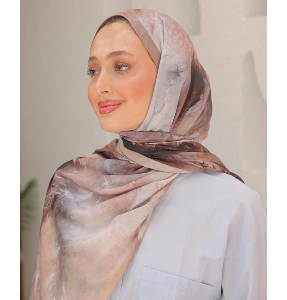 Modefa Shawl Mink Dreamy Color Cotton Blend Patterned Shawl Hijab - Mink
