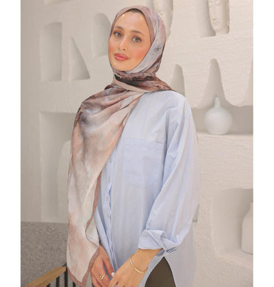 Modefa Shawl Mink Dreamy Color Cotton Blend Patterned Shawl Hijab - Mink