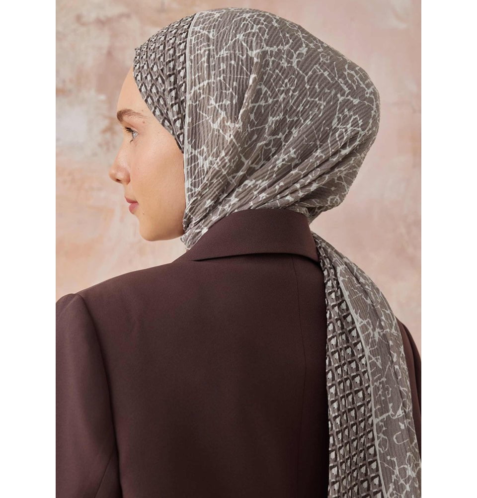 Modefa Shawl Mink Mixed Pattern Crinkle Cotton Hijab Shawl - Mink