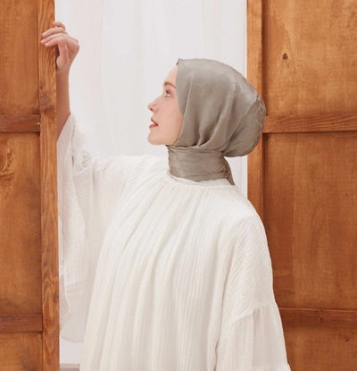 Modefa Shawl Natural Beige Diamond Jacquard Satin Hijab Shawl - Natural Beige