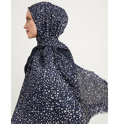 Modefa Shawl Navy Blue Ditsy Floral Crinkle Hijab Shawl - Navy Blue