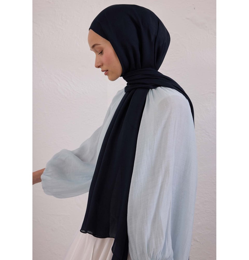 Modefa Shawl Navy Blue Everyday Basic Soft Viscose Shawl Hijab - Navy Blue