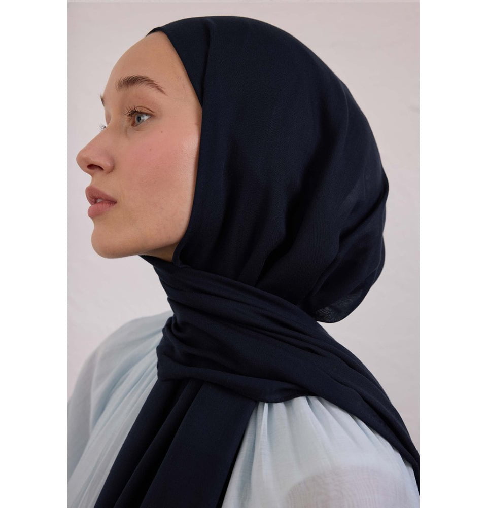Modefa Shawl Navy Blue Everyday Basic Soft Viscose Shawl Hijab - Navy Blue