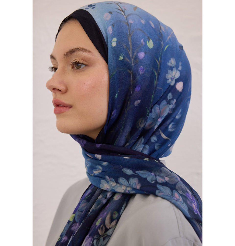 Modefa Shawl Navy Blue Rami Lightweight Hijab Shawl Wisteria - Navy Blue
