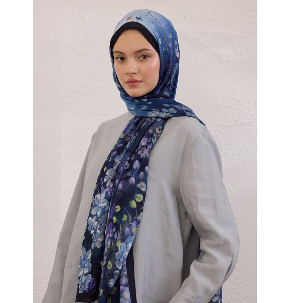 Modefa Shawl Navy Blue Rami Lightweight Hijab Shawl Wisteria - Navy Blue