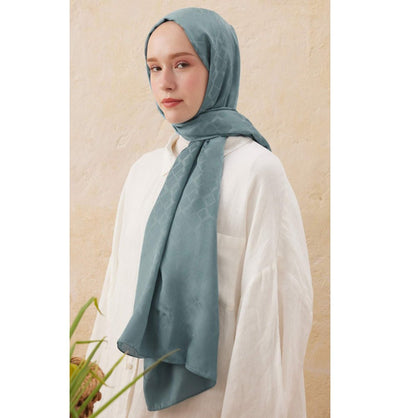 Modefa Shawl Ocean Blue Diamond Jacquard Satin Hijab Shawl - Ocean Blue