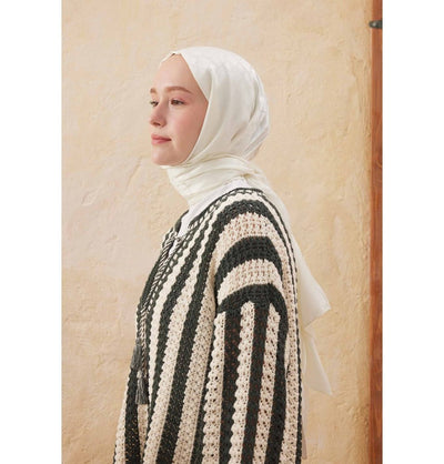 Modefa Shawl Off-White Diamond Jacquard Satin Hijab Shawl - Off-White