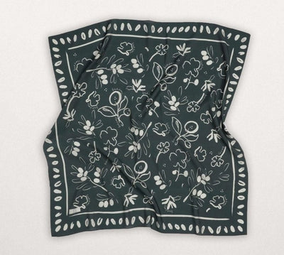 Modefa Shawl Olive Branch Green Patterned Viscose Cotton Square Hijab - Olive Branch Green