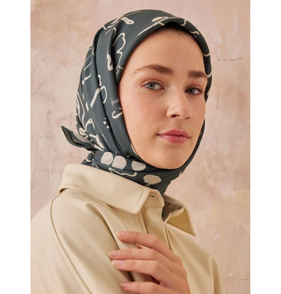 Modefa Shawl Olive Branch Green Patterned Viscose Cotton Square Hijab - Olive Branch Green