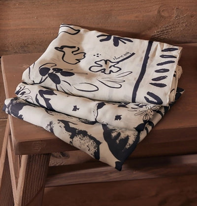 Modefa Shawl Olive Branch White Patterned Viscose Cotton Square Hijab - Olive Branch White