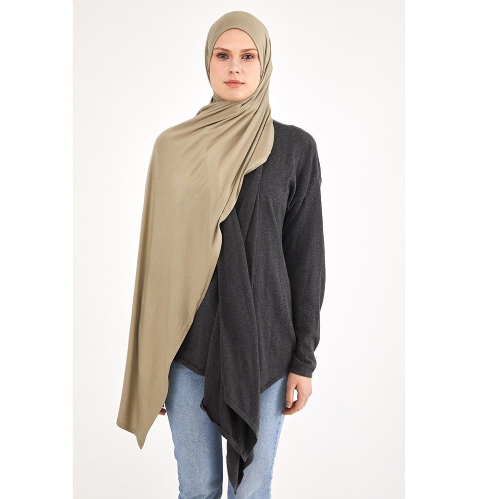 Modefa Shawl Olive Green Soft Jersey Shawl Hijab - Olive Green