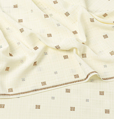 Modefa Shawl Pale Beige Grid Patterned Chiffon with Rhinestone Shawl Hijab - Pale Beige