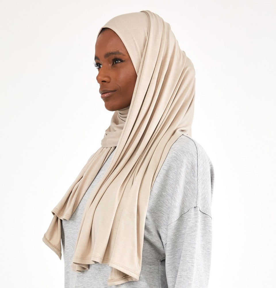 Modefa Shawl Pale Beige Soft Jersey Shawl Hijab - Pale Beige