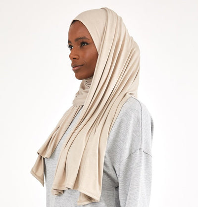 Modefa Shawl Pale Beige Soft Jersey Shawl Hijab - Pale Beige
