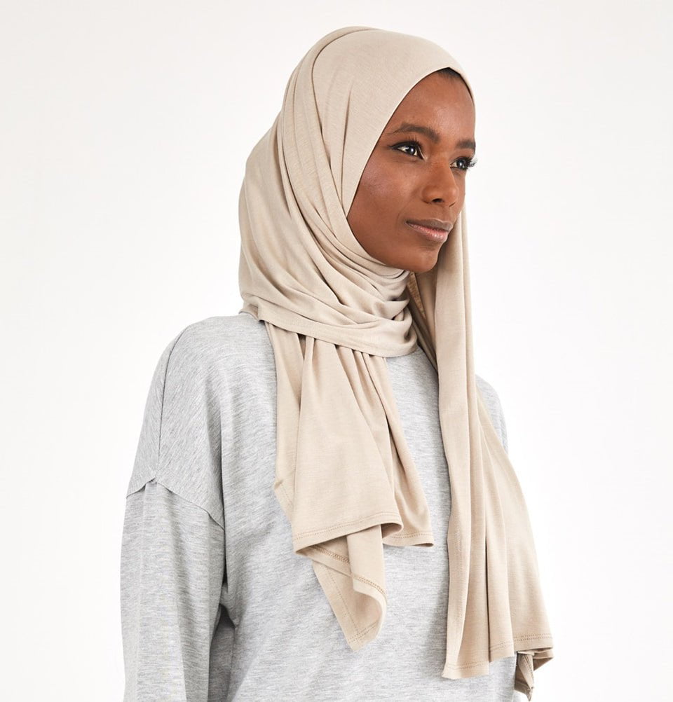 Modefa Shawl Pale Beige Soft Jersey Shawl Hijab - Pale Beige