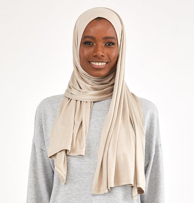 Modefa Shawl Pale Beige Soft Jersey Shawl Hijab - Pale Beige