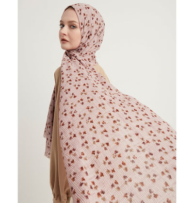 Modefa Shawl Pink Posies Crinkle Cotton Hijab Shawl - Pink